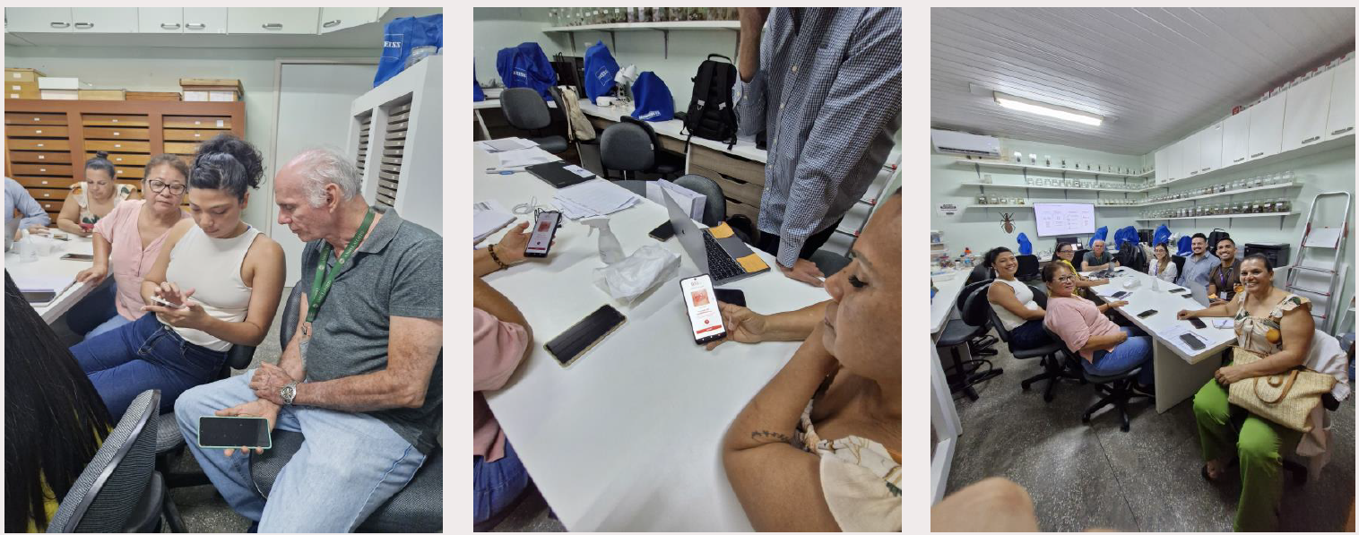 Training session for professionals on using the Leish Detect application at the Fundação de Medicina Tropical.