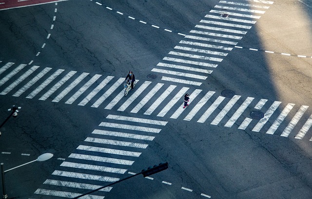 Image of a pedestrian cross-road from above