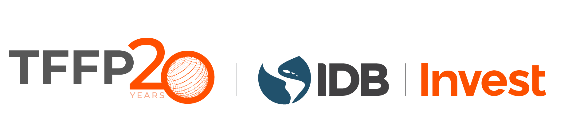 Logos of TFFP 20th Anniversary and IDB Invest