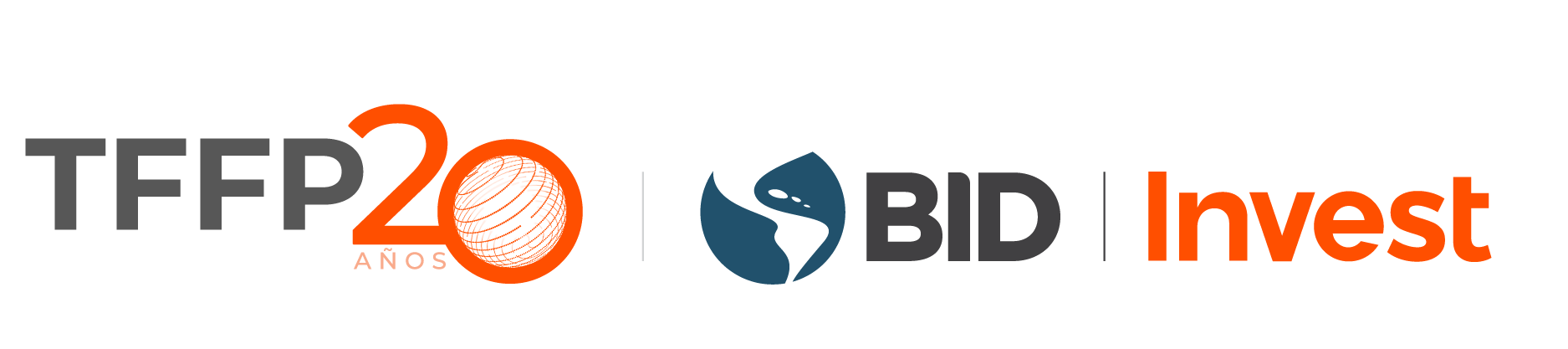 Logos del 20 aniversario de TFFP y BID Invest
