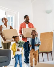 Image of a family from the Caribbean moving to a new home