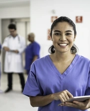 Image showing a hispanic nurse looking at camera