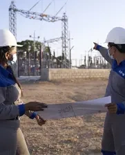 Two workers in electricity