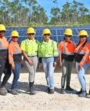 women workers in solar panel plant