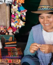 Woman selling textiles