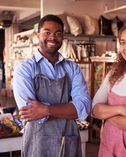 Image of an african-american couple at their workshop