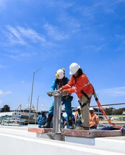 Image of public water system works in Bogotá