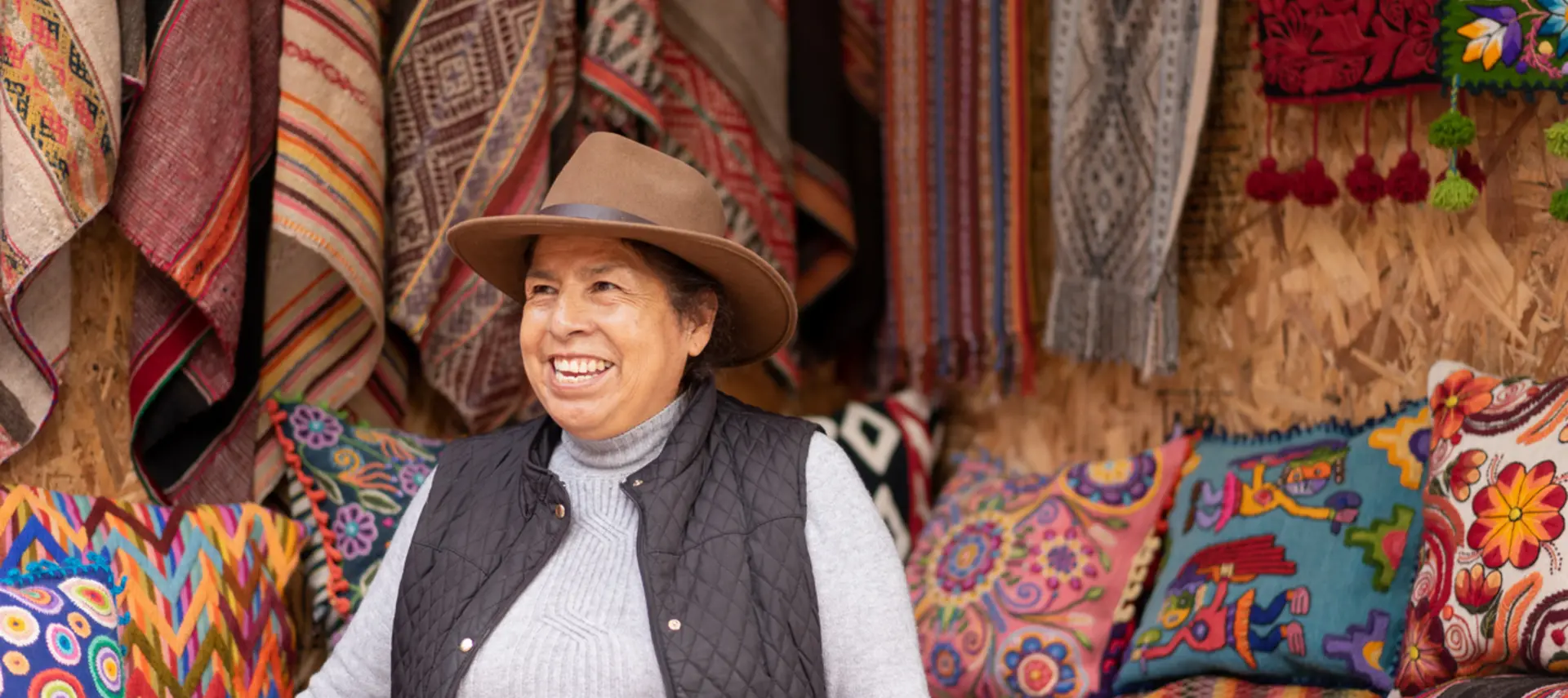 Woman selling textiles