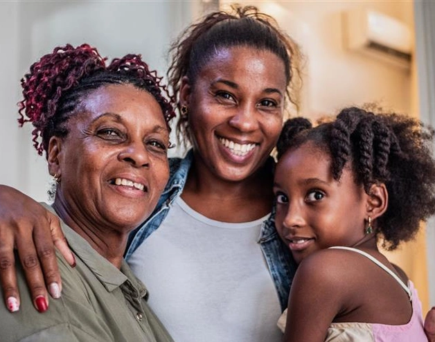 An african-american mother with her family