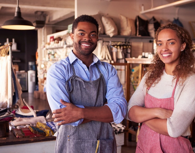 Image of an african-american couple at their workshop