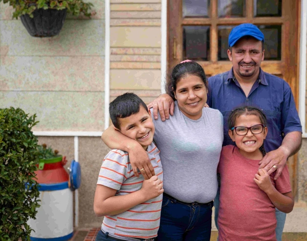 A Colombian family in their house