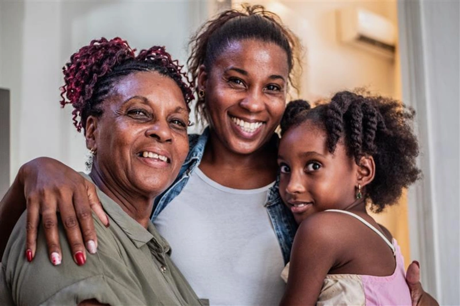 An african-american mother with her family