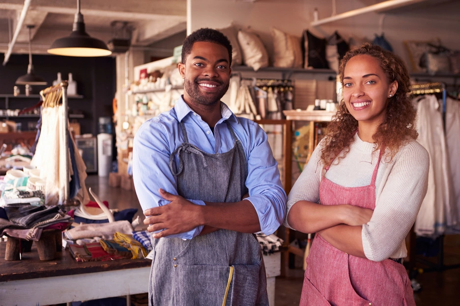 Image of an african-american couple at their workshop