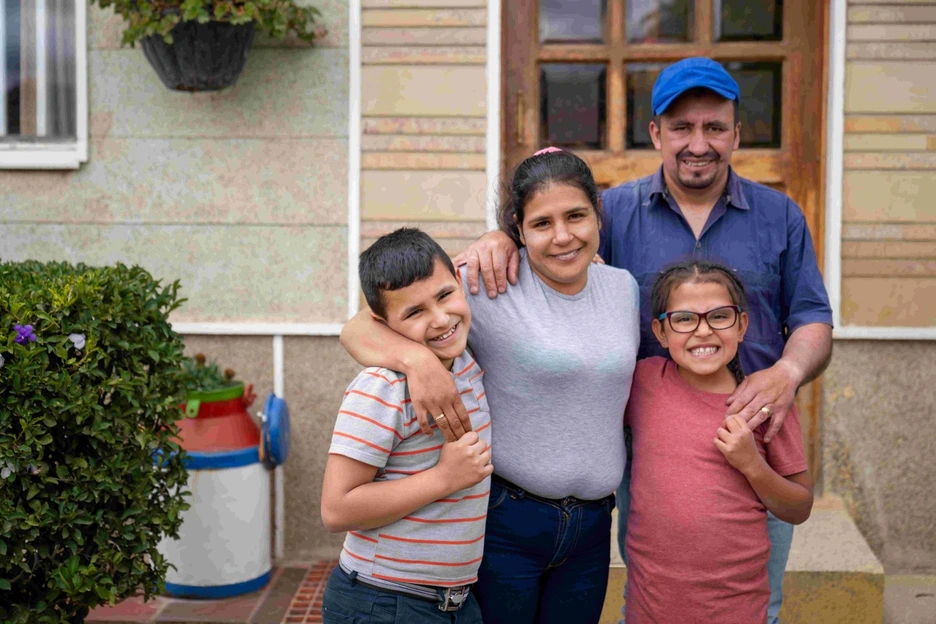 A Colombian family in their house