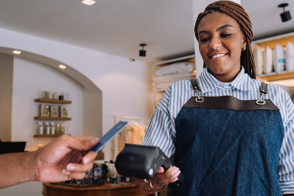 Young entrepreneur accepts digital payment